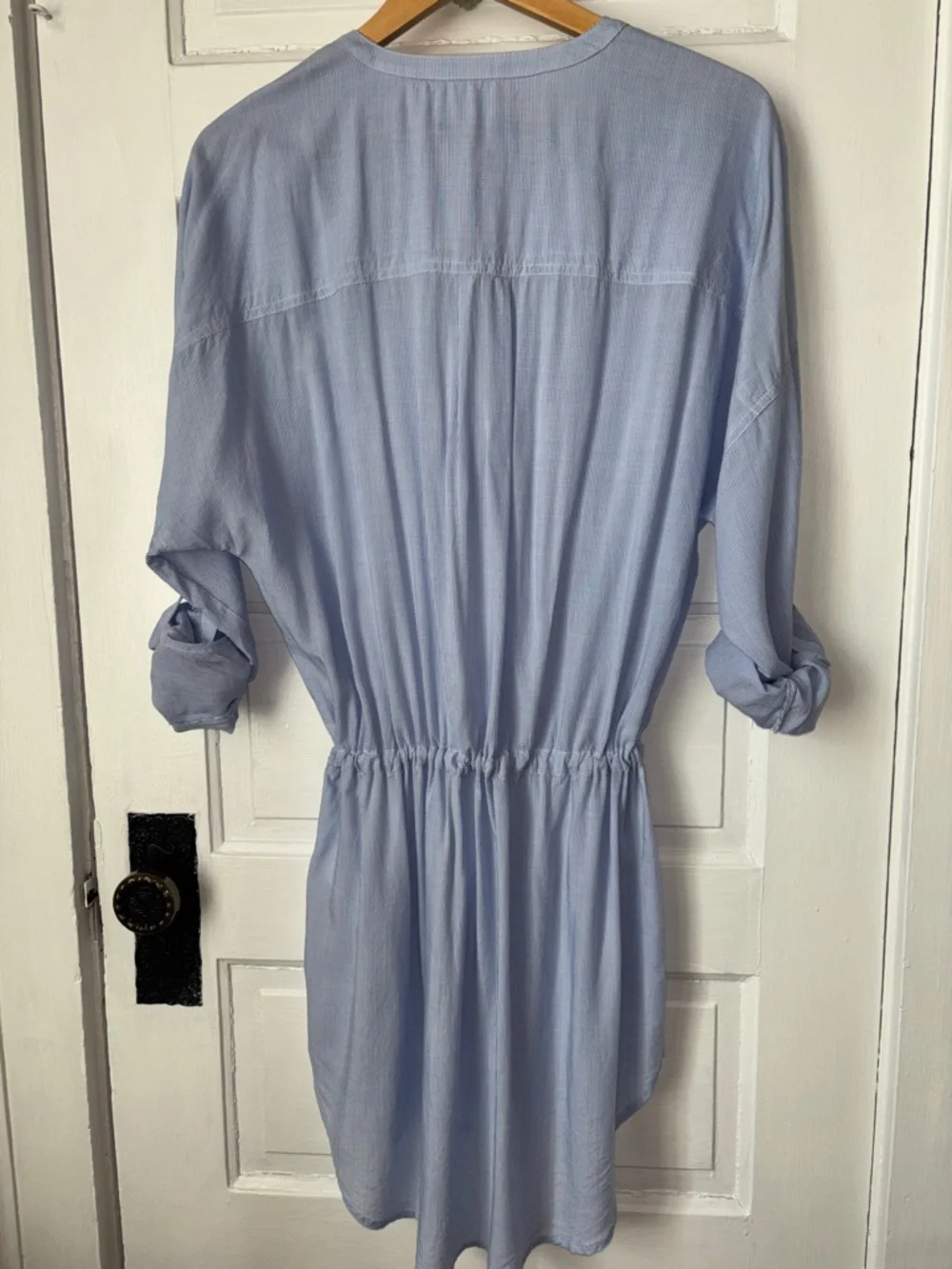 BANANA REPUBLIC  BUTTON FRONT COLLARLESS SHIRT DRESS - Picture 5 of 7